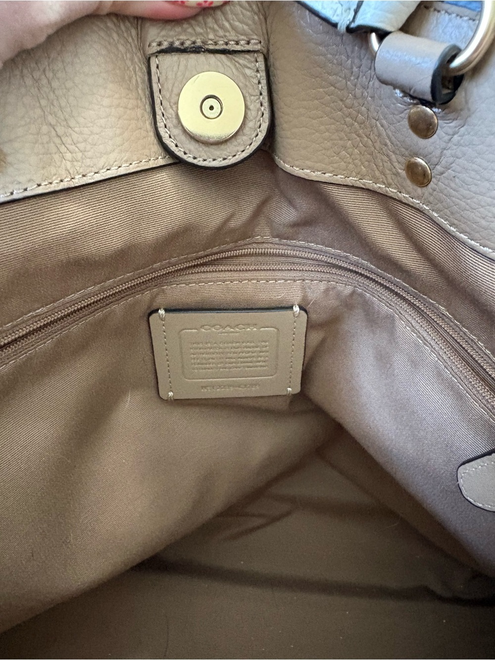 Coach Tan Signature Canvas Tote with Chalk Trim - Picture 5 of 8